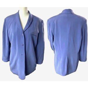 TRAVIS AYERS Women Stylish 100% Silk Blazer Size 14 Periwinkle Luxurious Career